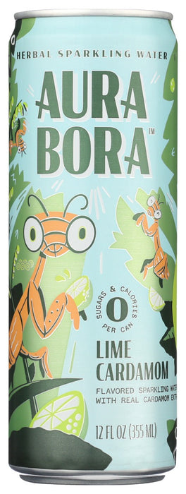 AURA BORA: Lime Cardamom Flavored Sparkling Water, 12 fo