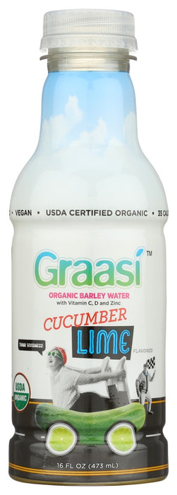 GRAASI: Cucumber Lime Barley Grass Water, 16 fo