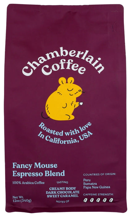 CHAMBERLAIN COFFEE: Fancy Mouse Espresso Coffee Bag Whole Bean, 12 oz