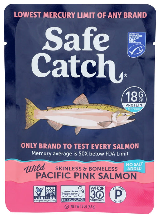 SAFECATCH: Wild Pacific Pink Salmon No Salt Added Pouch, 3 oz
