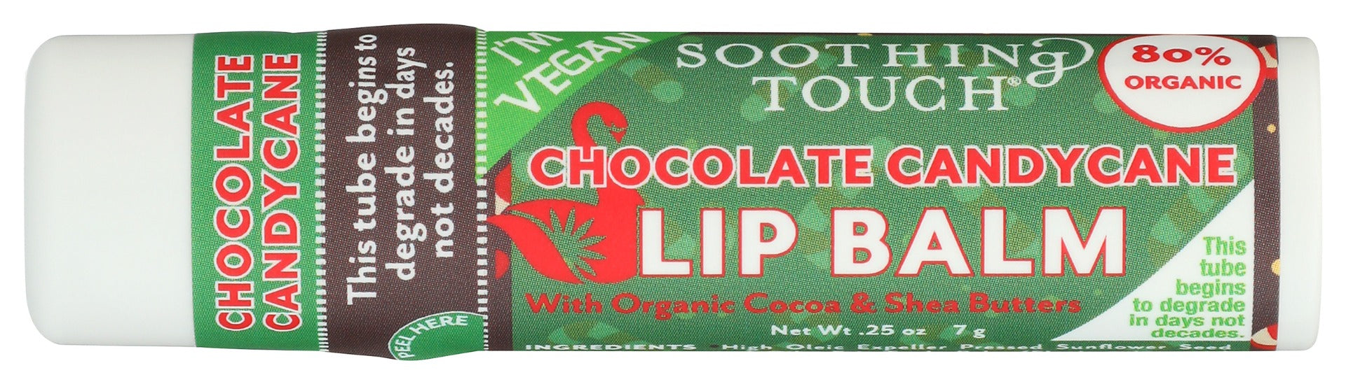 SOOTHING TOUCH: Chocolate Candycane Vegan Lip Balm, 0.25 oz
