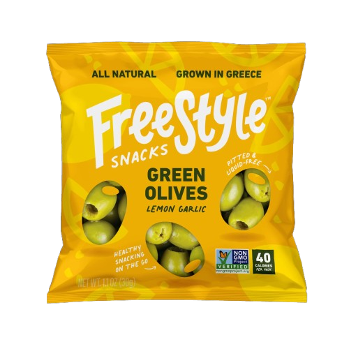 FREESTYLE SNACKS: Green Olives Lemon Garlic, 1.1 oz
