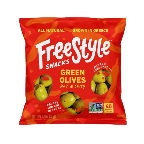 FREESTYLE SNACKS: Green Olives Hot and Spicy, 1.1 oz