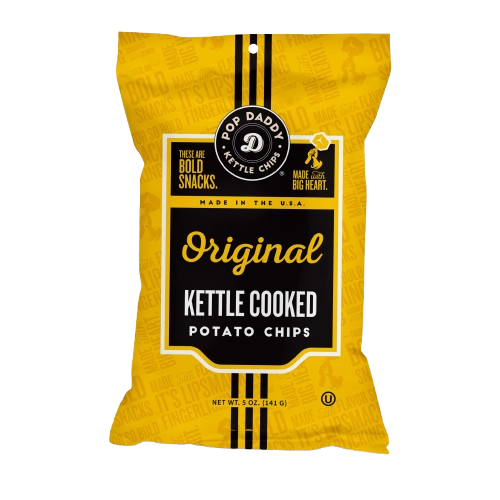 POP DADDY POPCORN & PRETZELS: Original Kettle Cooked Potato Chips, 5 oz
