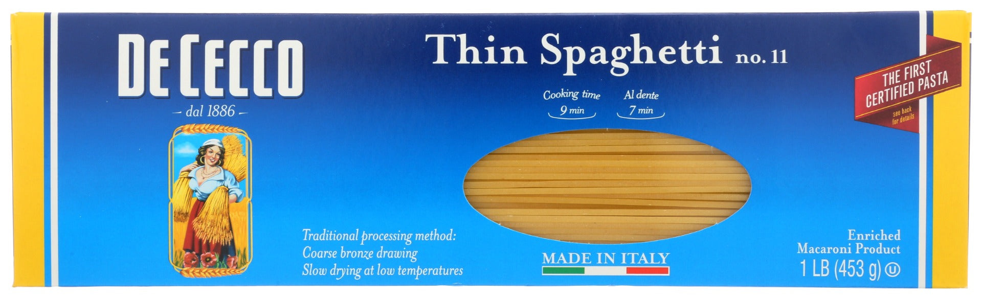 DE CECCO: Thin Spaghetti No 11 Pasta, 16 oz