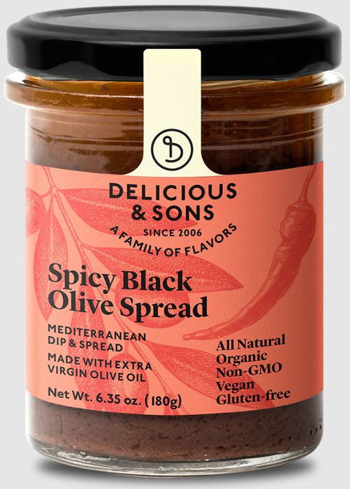 DELICIOUS AND SONS: Spicy Black Olive Spread, 6.35 oz