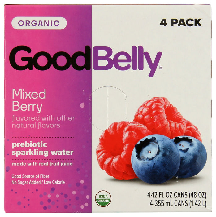 GOOD BELLY: Mixed Berry Prebiotic Sparkling Water 4Pk, 48 fo