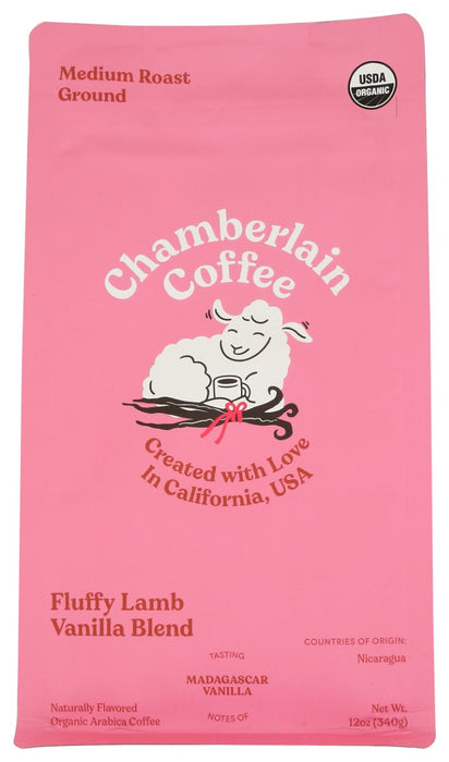 CHAMBERLAIN COFFEE: Fluffy Lamb Vanilla Medium Roast Coffee Bag Fresh Ground, 12 oz