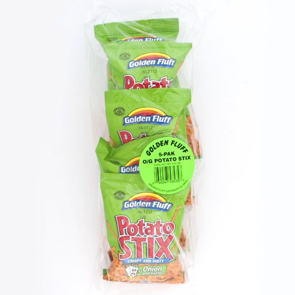 GOLDEN FLUFF: Potato Stix Onion Garlic 5 Pack, 4.25 oz
