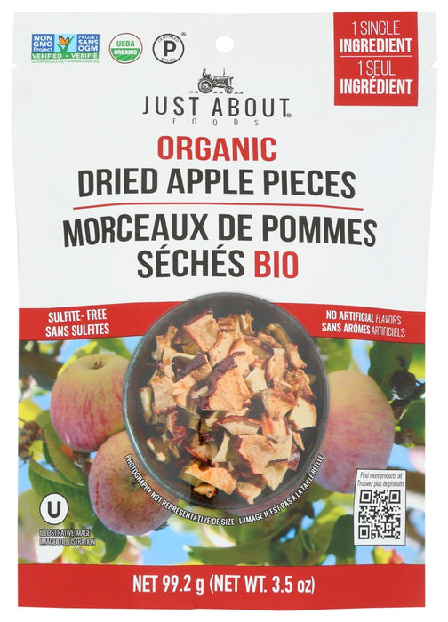 JUST ABOUT FOODS: Organic Dried Apple Pieces, 3.5 oz