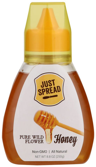 JUST SPREAD: Pure Wild Flower Honey Easy Pour Squeeze Bottle, 8.8 oz