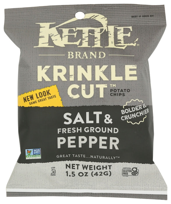 KETTLE FOODS: Krinkle Cut Salt and Fresh Ground Pepper Potato Chips, 1.5 oz