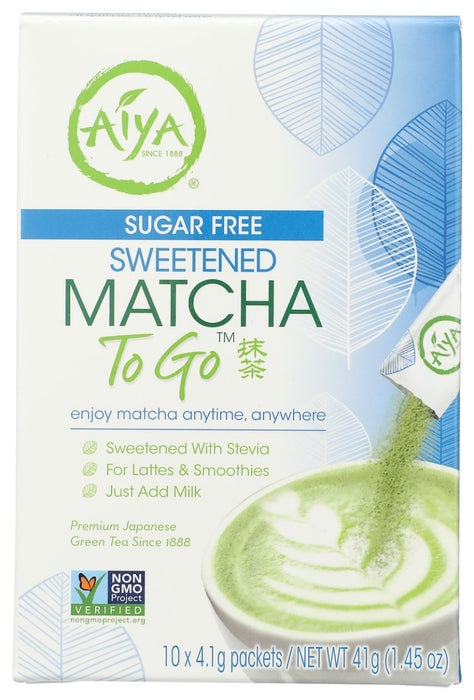 AIYA: Sugar Free Sweetened Matcha To Go Sticks  10ct, 1.44 oz