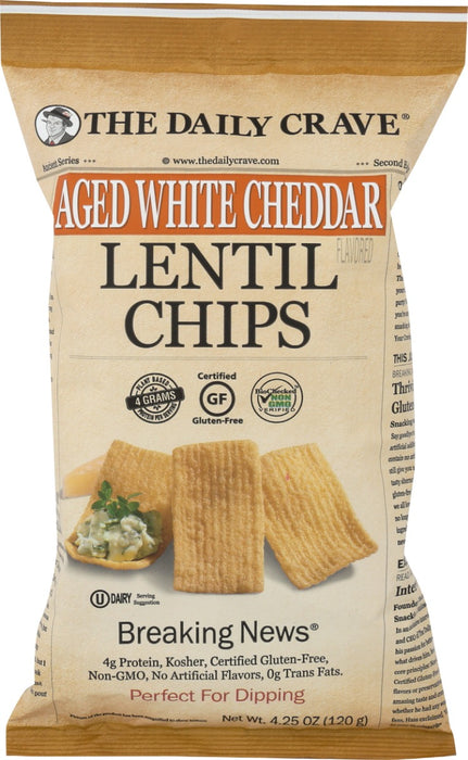 THE DAILY CRAVE: Aged White Cheddar Lentil Chips, 4.25 oz