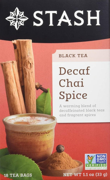 STASH TEA: Decaf Tea Chai Spice 18 Tea Bags, 1.1 oz