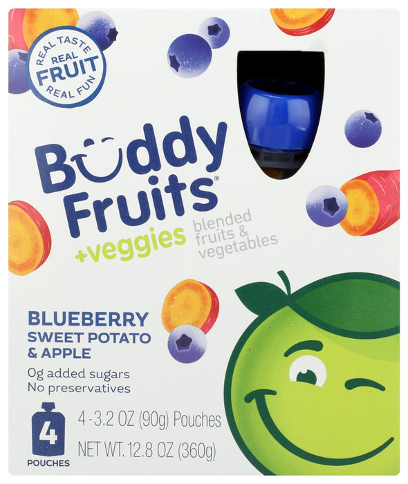 BUDDY FRUITS: Blueberry Sweet Potato And Apple 4 Pouches Blended Fruits And Vegetables, 12.8 oz