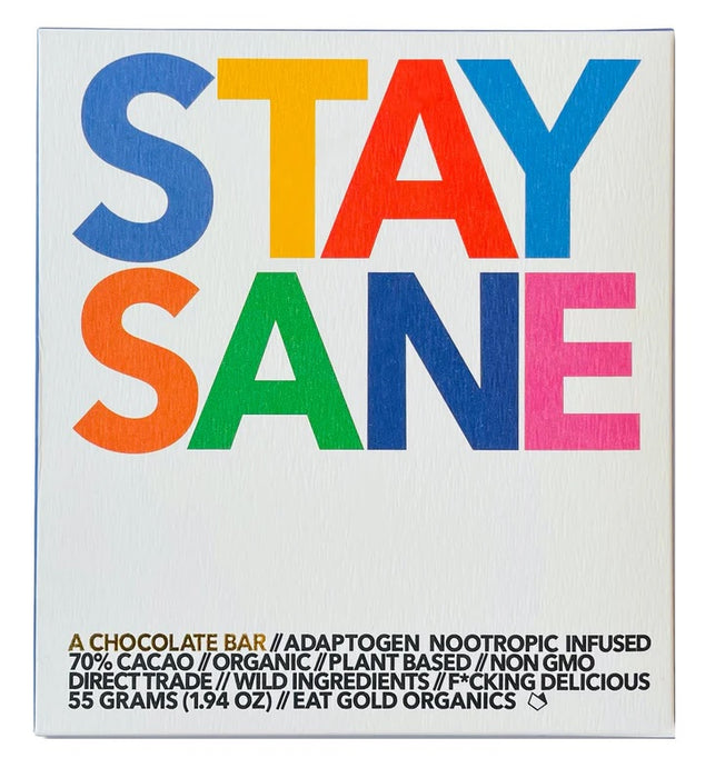 EAT GOLD ORGANICS: Stay Sane Chocolate Bar, 1.94 oz