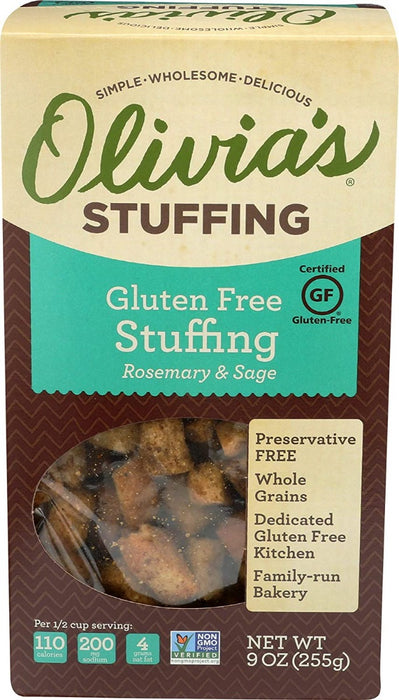 OLIVIAS CROUTONS: Gluten Free Rosemary & Sage Stuffing, 9 oz