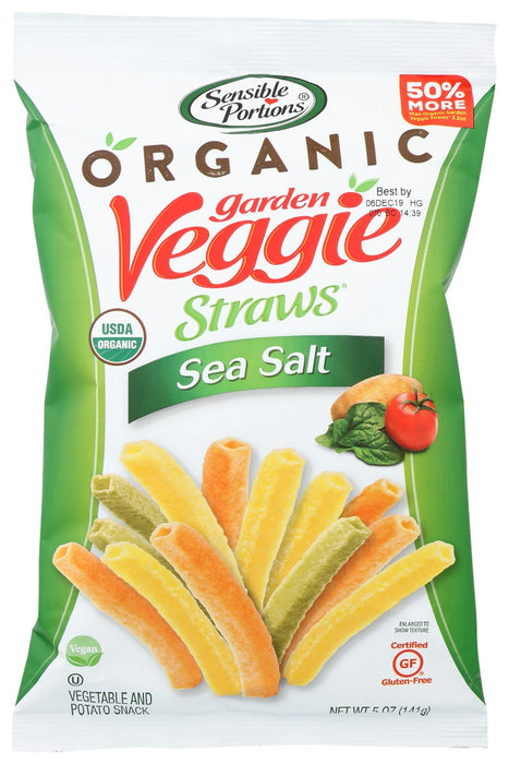 SENSIBLE PORTIONS: Organic Garden Veggie Straws Sea Salt, 5 oz