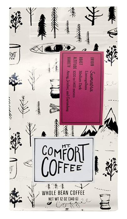 MT COMFORT COFFEE: Sumatra Medium Dark Roast Whole Bean Coffee, 12 oz