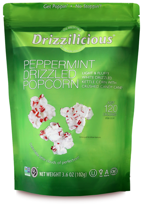 DRIZZILICIOUS: Peppermint Drizzled Popcorn, 3.6 oz