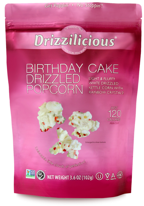 DRIZZILICIOUS: Birthday Cake Drizzled Popcorn, 3.6 oz