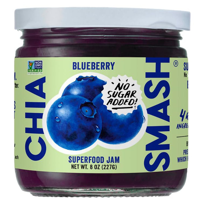 CHIA SMASH: Chia Wild Blueberry Jam, 8 oz