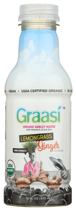 GRAASI: Lemongrass Ginger Barley Grass Water, 16 fo