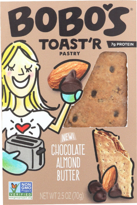BOBOS OAT BARS: Toaster Pstry Choc Almnd, 2.5 oz