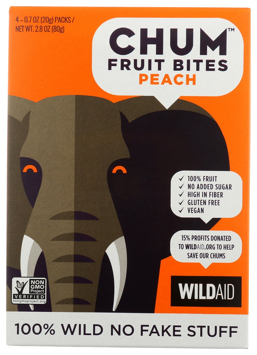CHUM: Bites Fruit Peach 4Pk, 2.83 oz