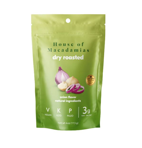 HOUSE OF MACADAMIAS: Dry Roasted Macadamia Nuts With Onion, 4 oz