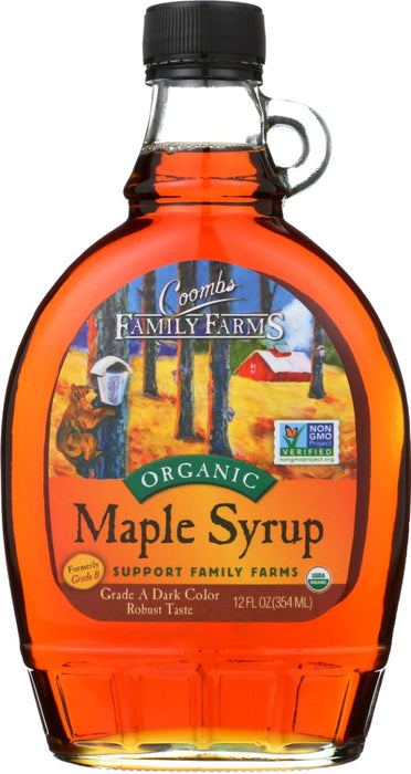 COOMBS FAMILY FARMS: Grade A Dark Color Robust Taste Organic Maple Syrup, 12 oz