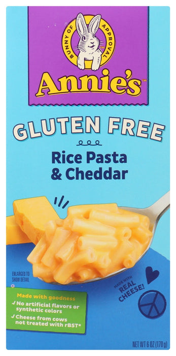ANNIES HOMEGROWN: Gluten Free Rice Pasta and Cheddar Mac, 6 oz