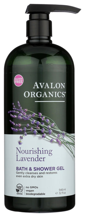 AVALON ORGANICS: Nourishing Lavender Bath and Shower Gel, 32 oz