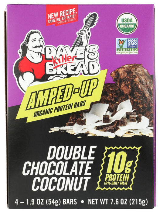 DAVES KILLER BREAD: Amped Up Double Chocolate Coconut Organic Protein Bars, 7.6 oz