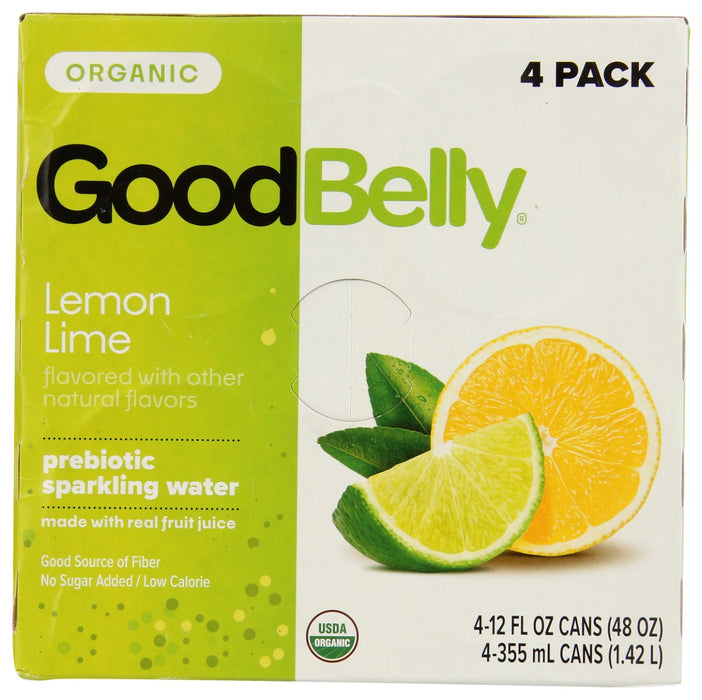 GOOD BELLY: Lemon Lime Prebiotic Sparkling Water 4Pk, 48 fo