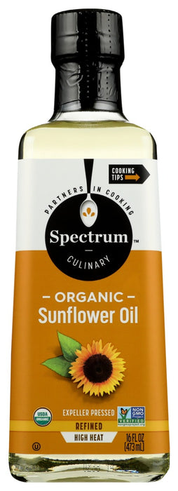 SPECTRUM NATURALS: Organic Sunflower Oil Refined, 16 fo