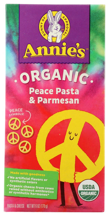 ANNIES HOMEGROWN: Organic Peace Pasta and Parmesan Mac and Cheese, 6 oz