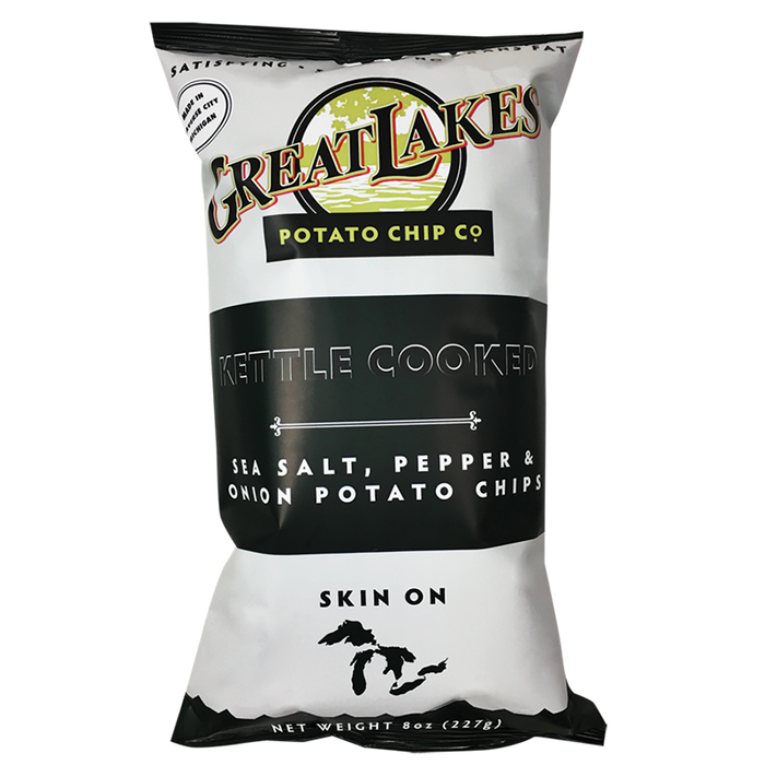 GREAT LAKES POTATO: Sea Salt Pepper and Onion Potato Chips, 8 oz