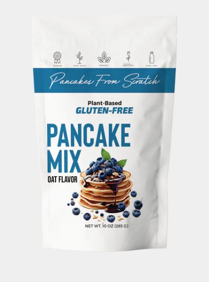 PANCAKES FROM SCRATCH: Vegan Gluten Free Oat Pancake and Waffle Mix, 10 oz