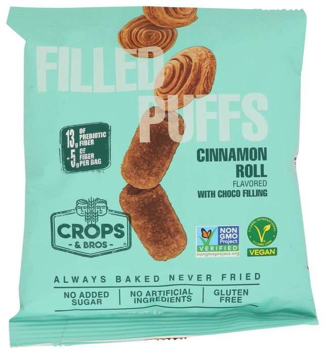 CROPS AND BROS: Cinnamon Roll Crunchy Puffs, 4 oz