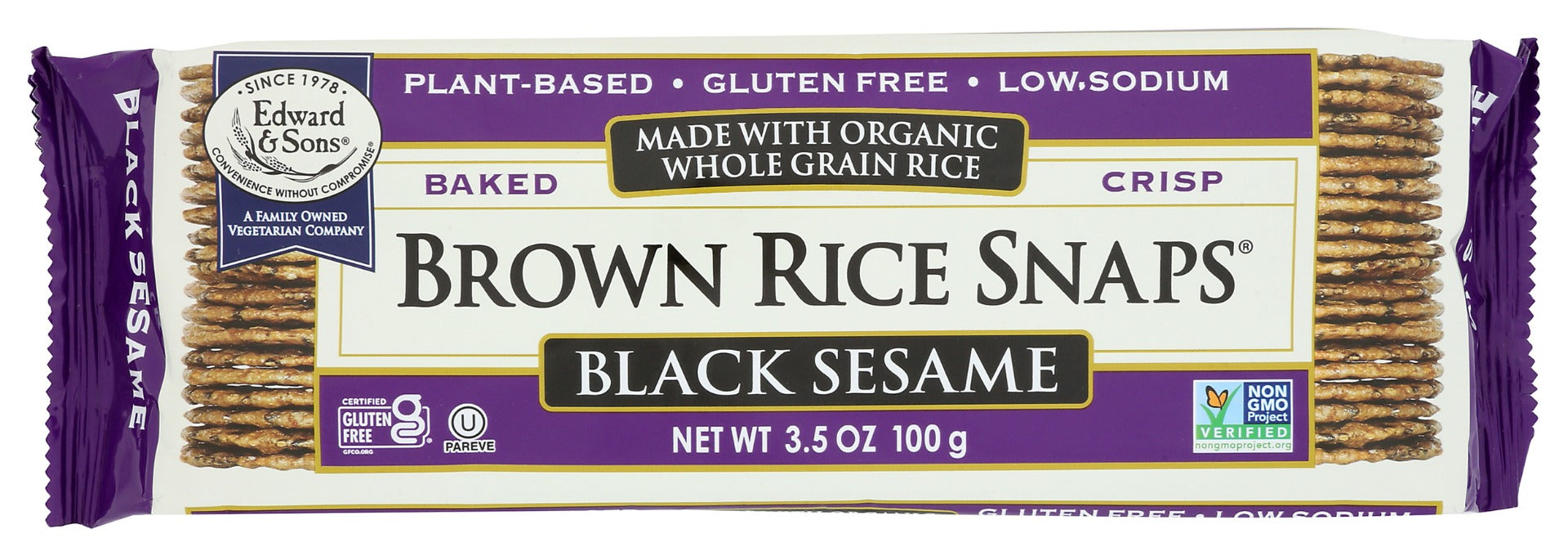 EDWARD & SONS: Black Sesame Brown Rice Snaps, 3.5 oz