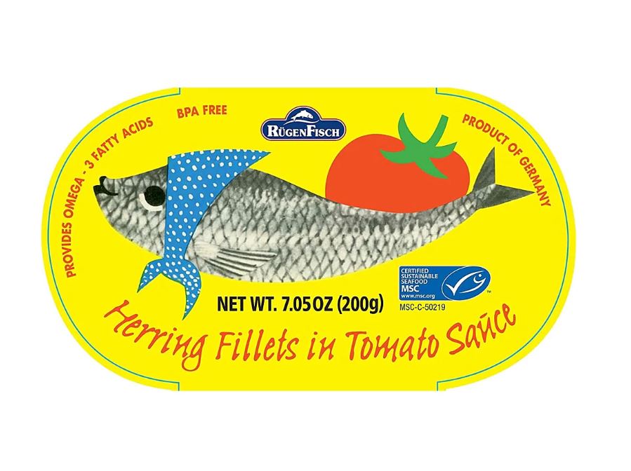RUGEN FISCH: Herring In Tomato Sauce Tin, 7.05 oz