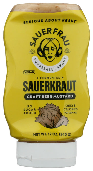 SAUER FRAU: Squeezable Sauerkraut Craft Beer Mustard, 12 oz