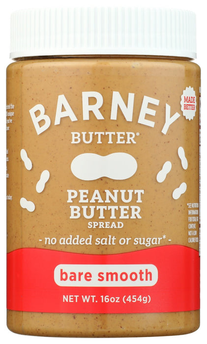 BARNEY BUTTER: Bare Smooth Peanut Butter, 16 oz