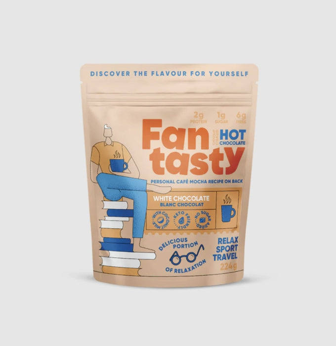 FAN TASTY FOODS: Hot White Chocolate Mix Low Sugar, 7.9 oz