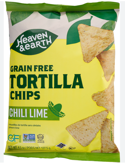 HEAVEN AND EARTH: Chips Tortilla Chili Lme, 4.5 OZ