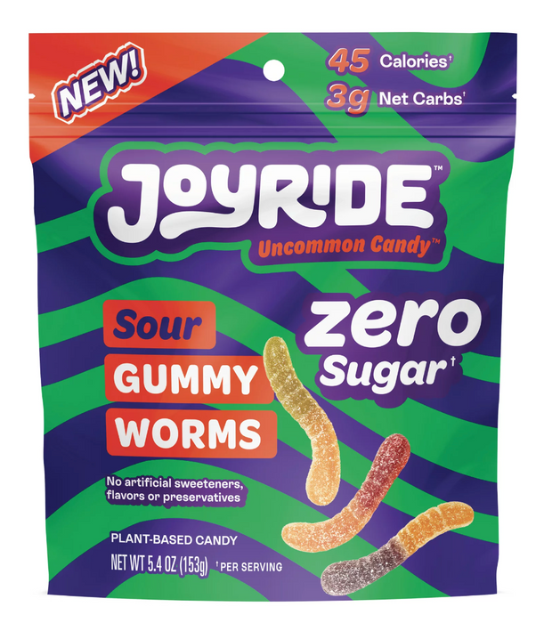JOYRIDE: Gummy Sour Worms Zero, 5.4 OZ
