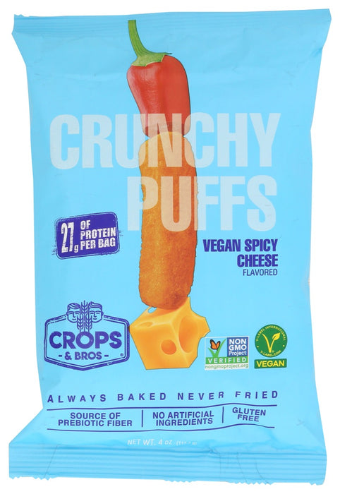 CROPS AND BROS: Vegan Spicy Cheese Crunchy Puffs, 4 oz